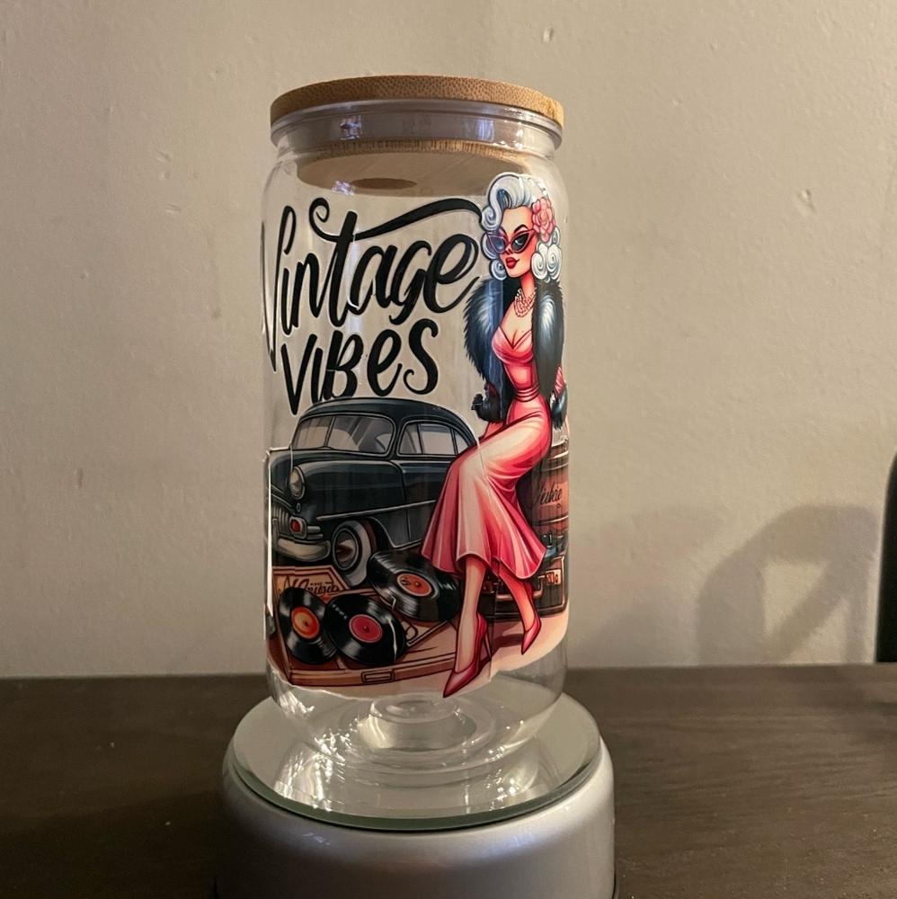 Reusable Glass Jar with Bamboo Lid and Glass Straw